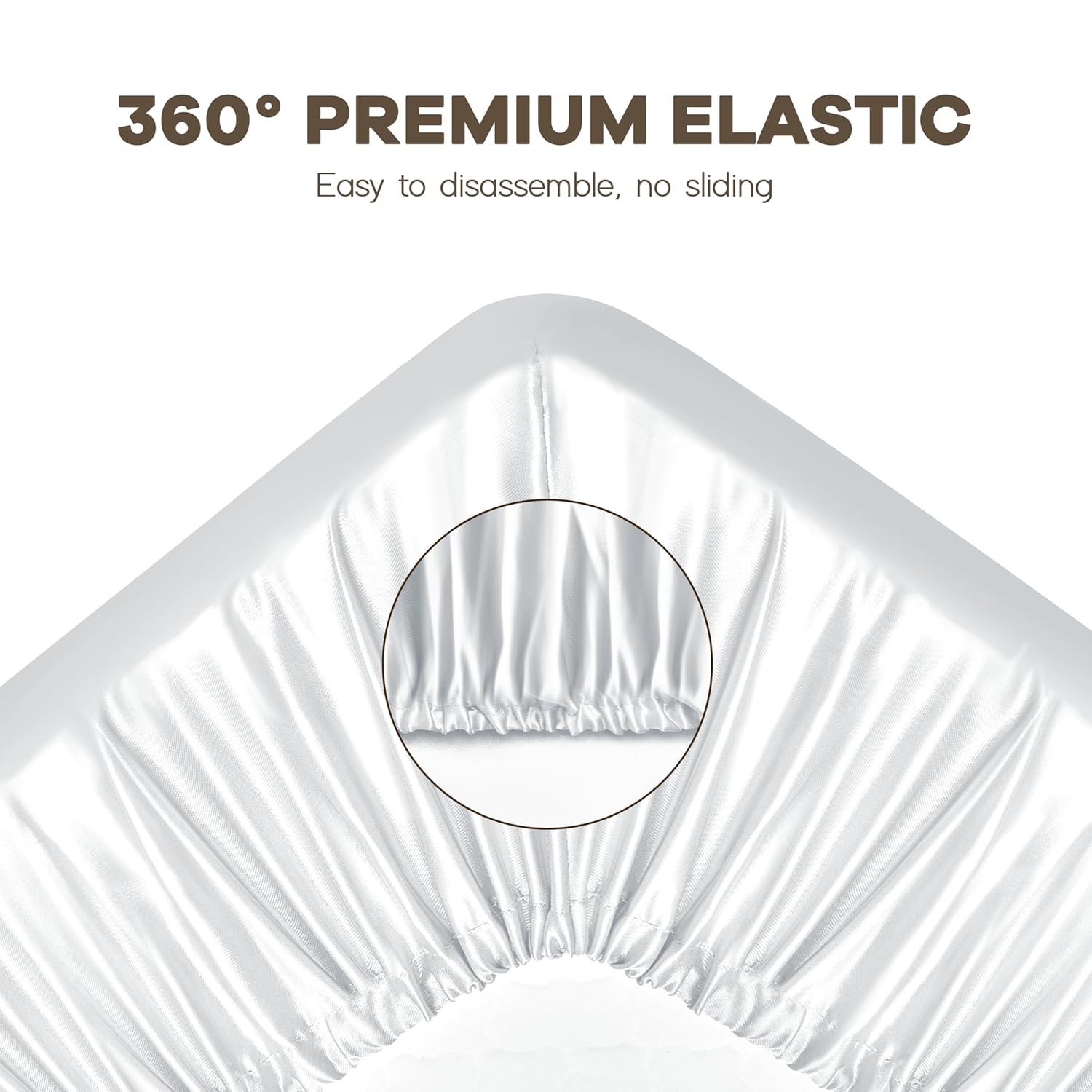 Pro Goleem Satin Crib Sheet Set - Oeko-TEX Certified Silky Soft Fitted Mattress Covers 28x52 | Breathable & Gentle on Baby's Skin (White & Gray)