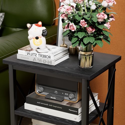 VECELO Modern Nightstands X-Design Side End Table Night Stand with Storage Shelf for Bedroom,Living Room