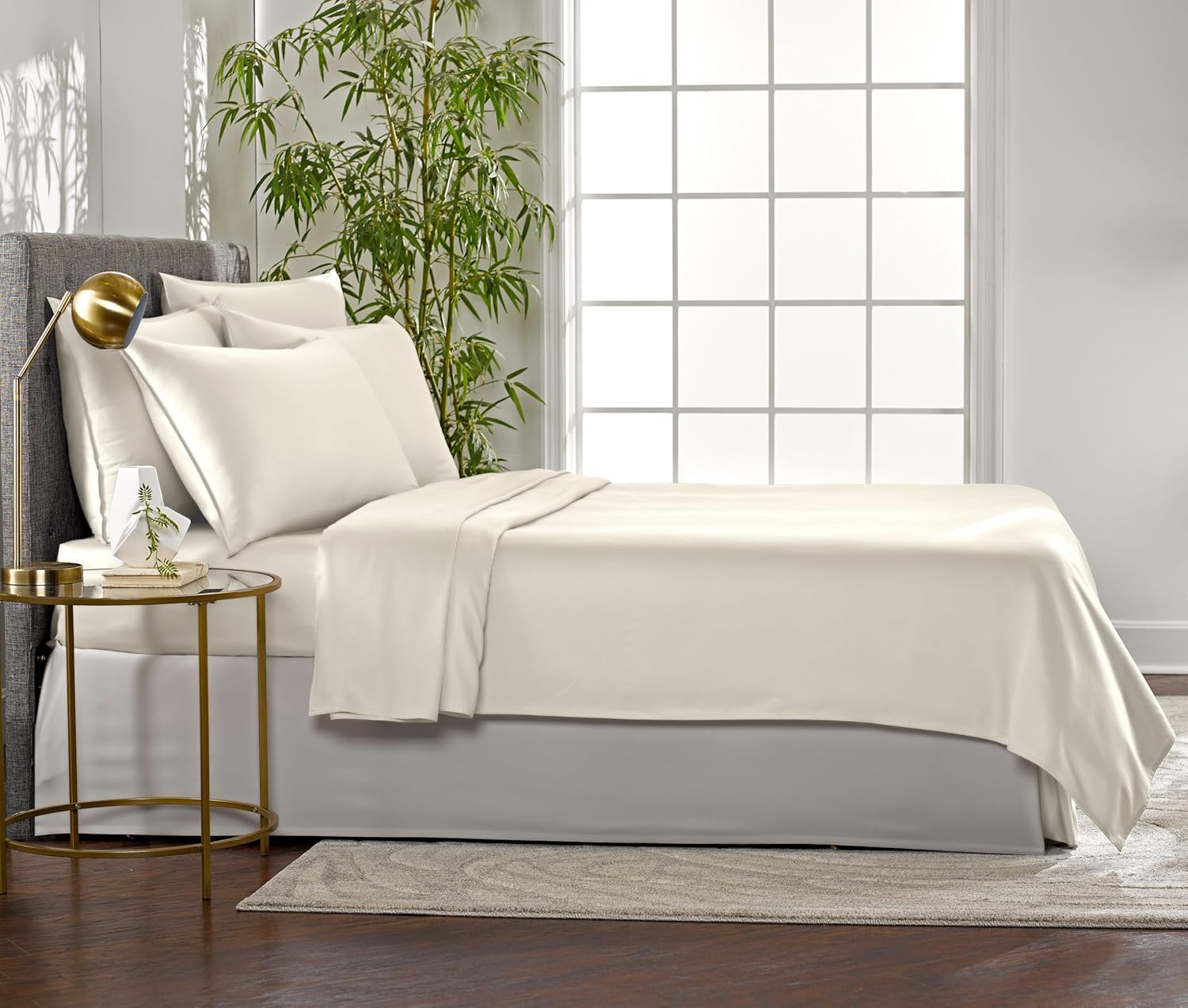 Pure Bamboo California King Sheets - 100% Organic Viscose Bed Set, Soft & Cooling, Ivory Color