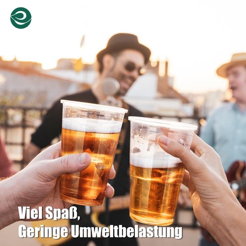 ECO SOUL 200 Pack Compostable Party Cups 16 oz Plant-Based Disposable Clear Cold Cup for Wine, Coffee, Smoothie & Soda Drinks | Cocktail Parties & Birthdays | Non-Toxic & BPA-Free Zero Plastic Glass