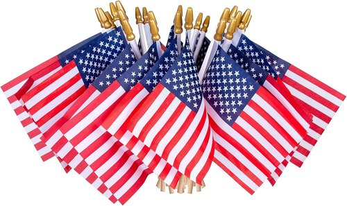 HOOSUN Mini American Flags - 12 Pcs 4''x6'' USA Flags on Sticks for 4th of July & Memorial Day Decor