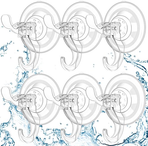 Goabroa Suction Cup Hooks - 6 Pack Clear Window Hooks for Reusable Wreath Hangers | Holds Up to 11 lbs