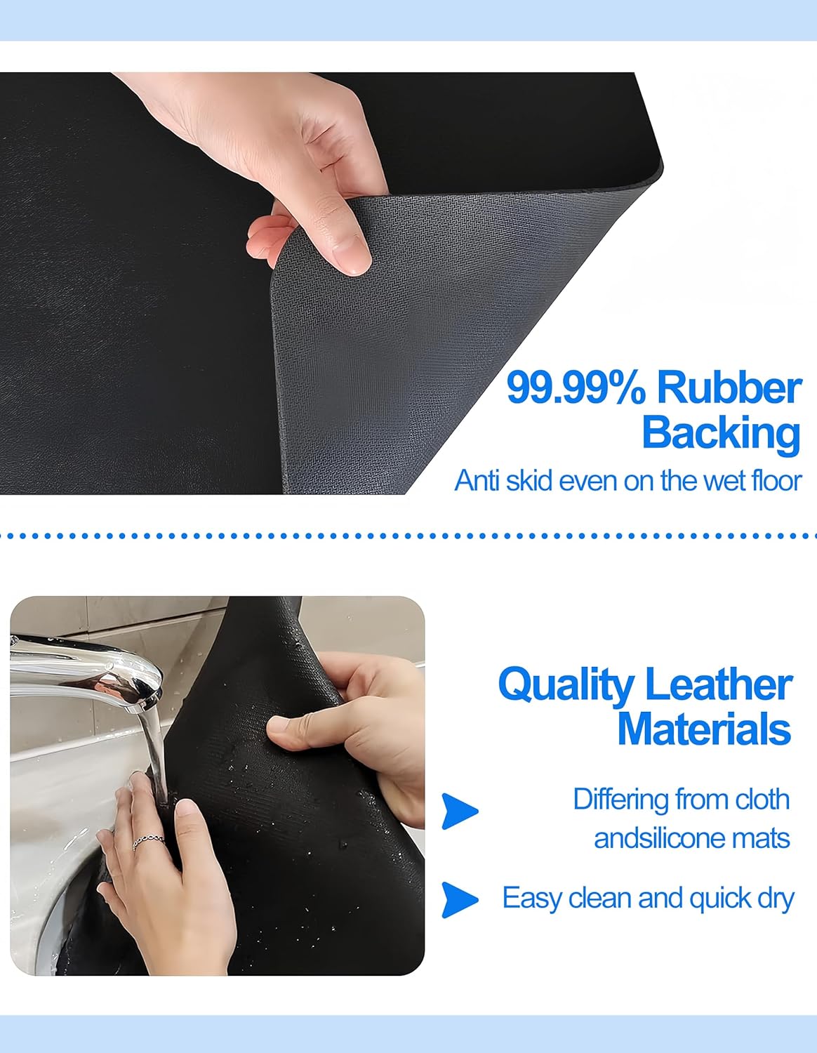 Skiennix Dish Drying Mat - Non-Slip Rubber Backed, Stain Resistant, 12"x19", Black Color