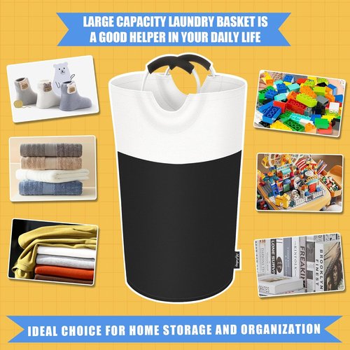 Collapsible 90L Laundry Basket by [Brand Name] - Waterproof Hamper with Padded Handles | Foldable Design for Easy Storage (Black)