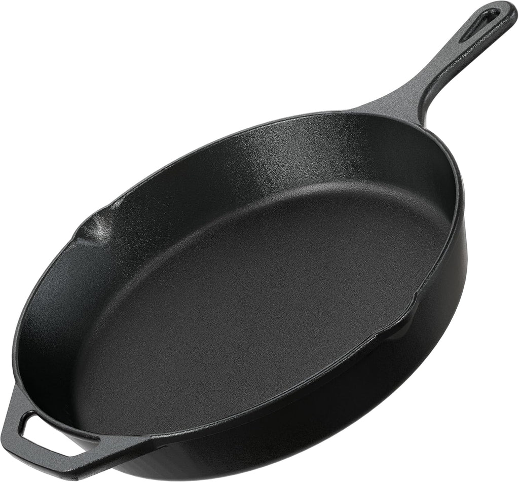 Utopia Kitchen Cast Iron Skillet - 12 Inch Pre-Seasoned Chef's Pan for Even Heat Distribution | Black