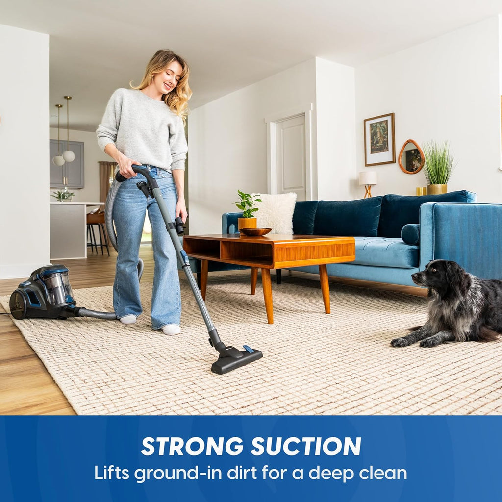 Vacmaster CC0501 Ultra Silent Bagless Canister Vacuum - Powerful HEPA Filtration & Retractable Cord for Hard Floors