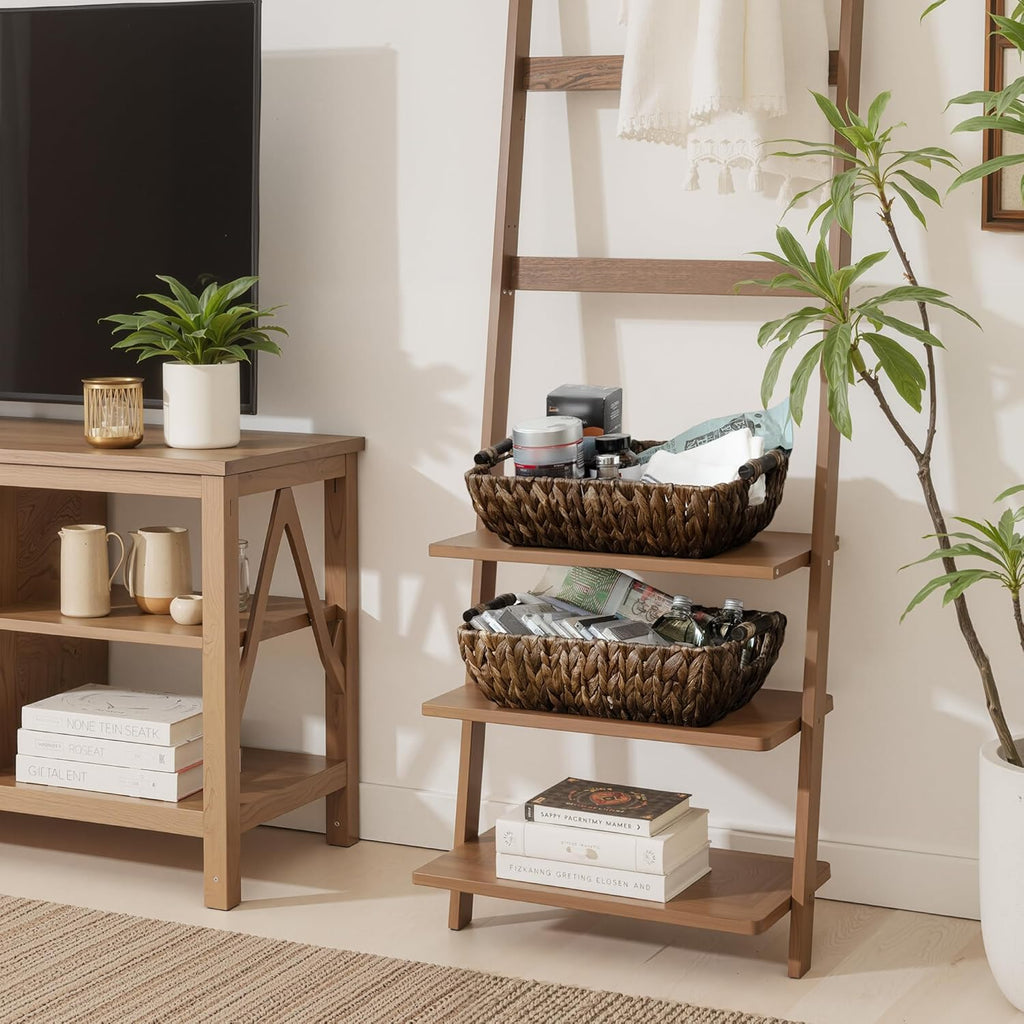 StorageWorks Wicker Baskets - Stylish Organizing Solution with Wooden Handles | Brown, 2-Pack