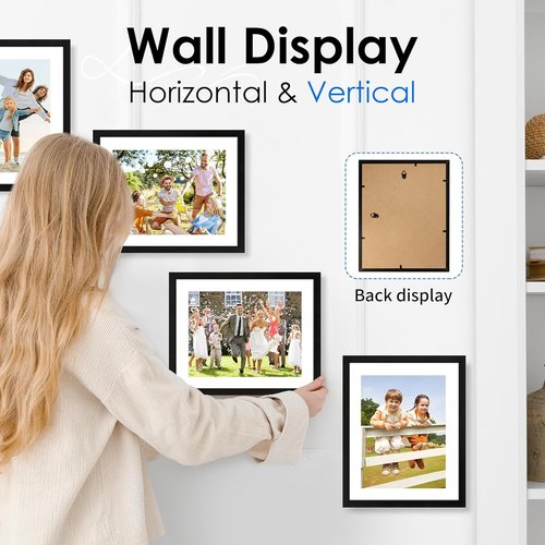 FIXSMITH Picture Frame Set of 2 - HD Plexiglass for 6x8 or 8.5x11 Photos | Black Collage Wall Decor