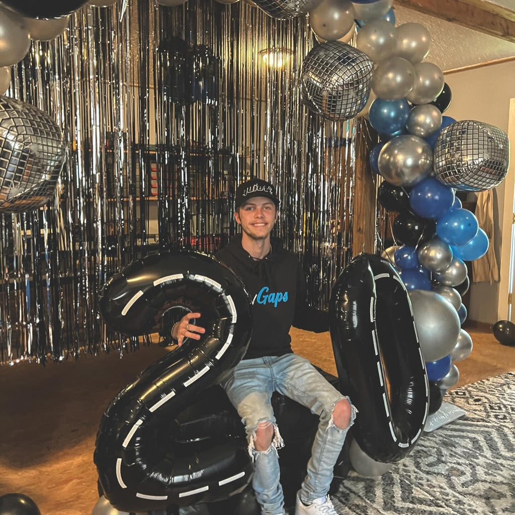 Race Car 9 Balloon - 40 Inch Black Giant Number Balloon for 9th Birthday Decorations