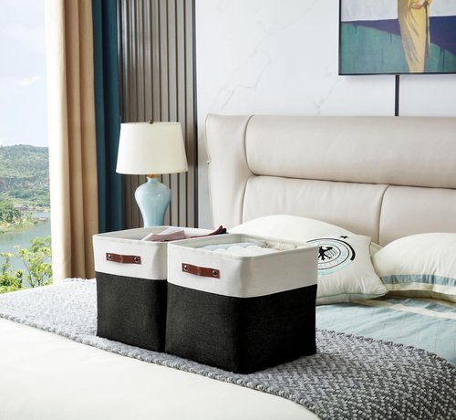 DECOMOMO Storage Cubes - 11x11 Cube Storage Bins | Stylish Black & White Baskets - 4 Pack