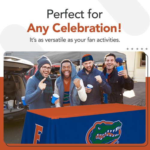 Florida Gators College Sports Printed Table Throw - NCAA Licensed - Polyester - School Tablecloth (Blue) (6' Draped)