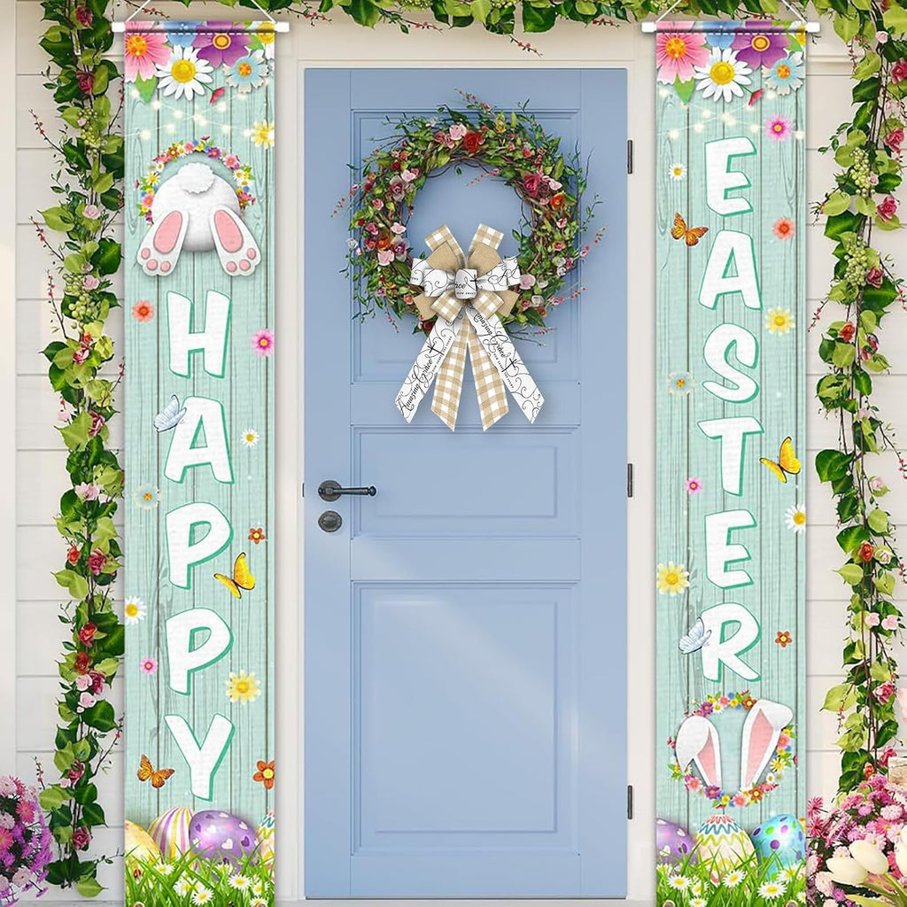 Threetols Easter Wreath Bows - Beige & White Buffalo Plaid Decorative Bows for Indoor/Outdoor Decor