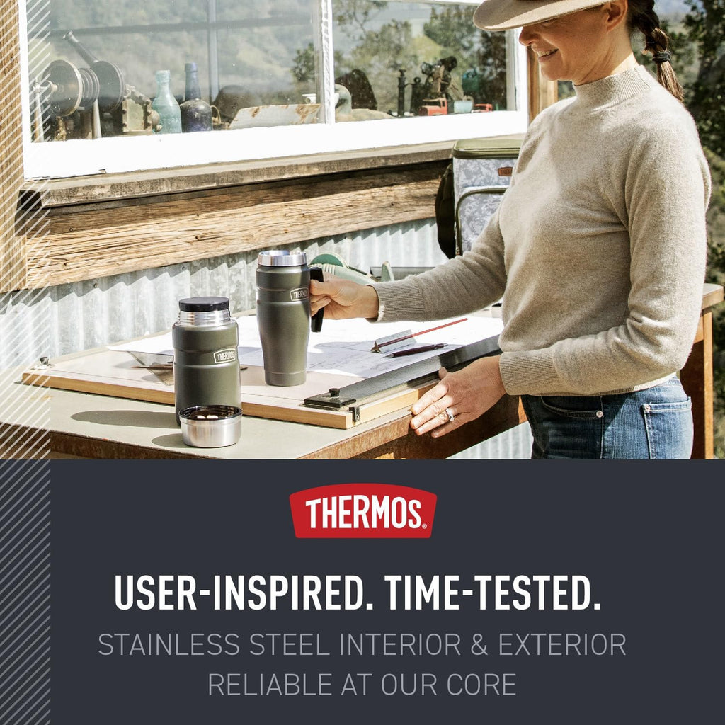 THERMOS Stainless King Travel Mug - 16oz Vacuum-Insulated, Midnight Blue - Leak-Proof Coffee Tumbler for Hot & Cold Drinks