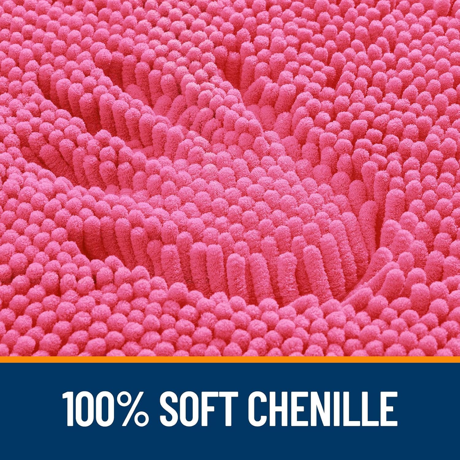 OLANLY Bath Rugs - Extra Soft Chenille, Quick-Dry & Machine Washable | 36x24 Hot Pink Bathroom Mat