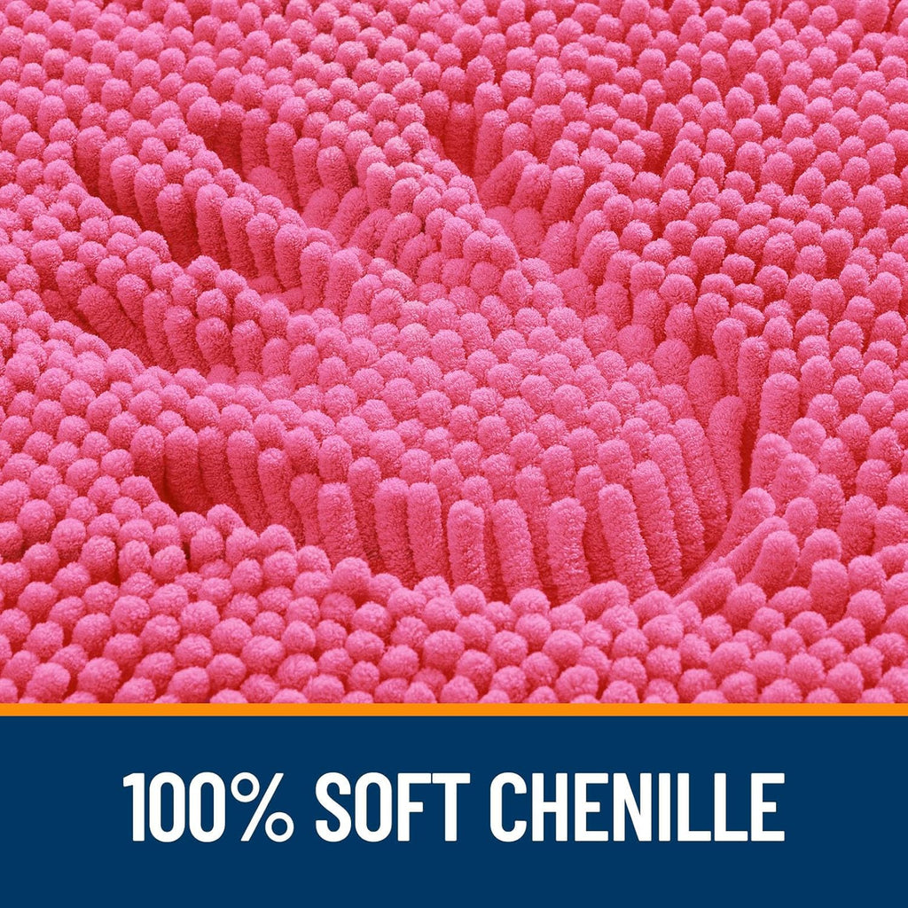 OLANLY Large Bath Rugs - Extra Soft Chenille, Quick Dry & Machine Washable | 50x30, Hot Pink