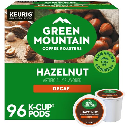 Green Mountain Coffee Roasters Hazelnut Decaf K-Cup Pods - Light Roast, 96 Count (4 Packs of 24)