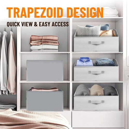Criusia Closet Organizers | Large Collapsible Fabric Bins - 4 Pack for Home Storage & Organization