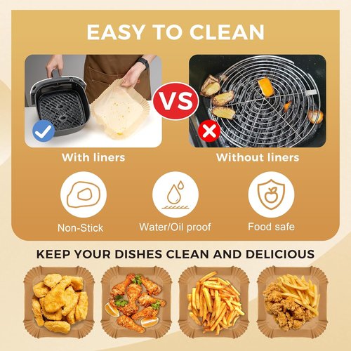 Boribim Air Fryer Paper Liners - 360 PCS Non-Stick & Oil Proof Parchment for 6-10QT Baskets