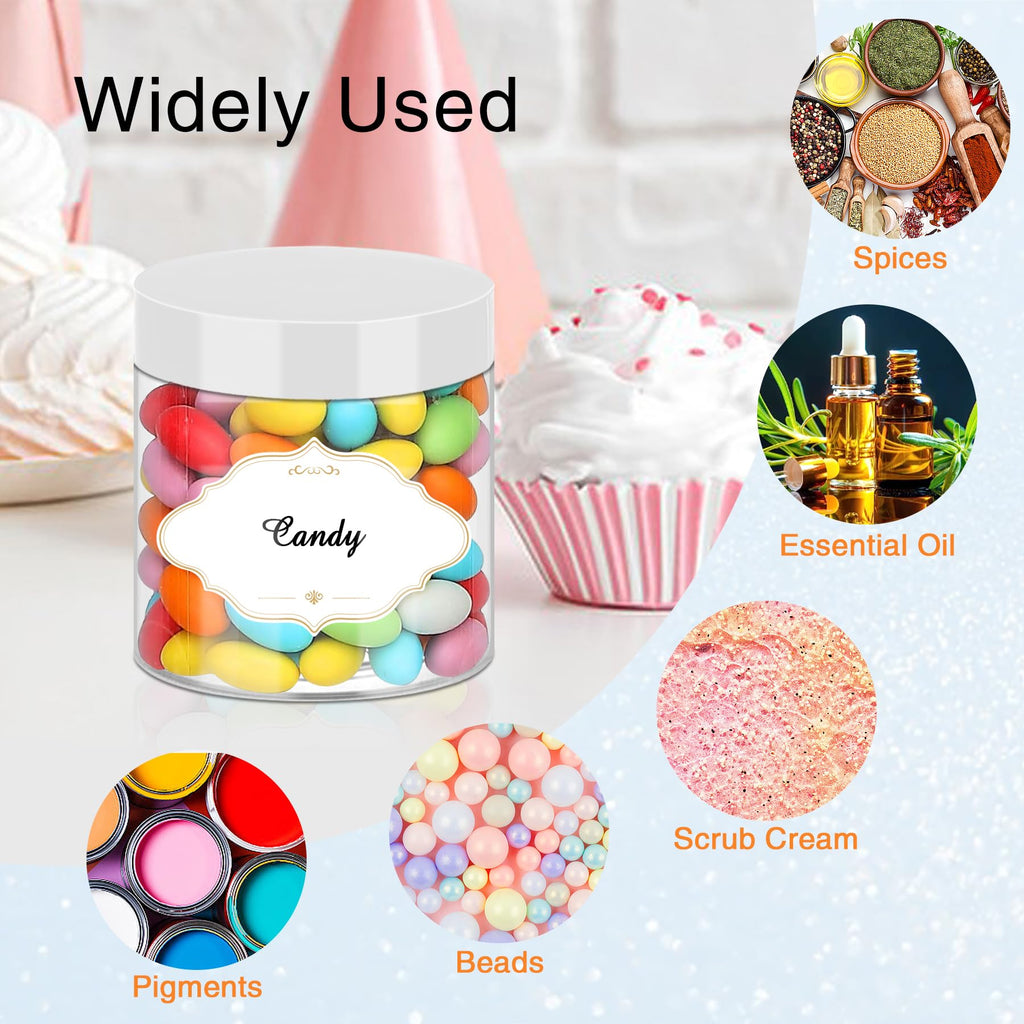 PeacePeo Plastic Jars 6 OZ, 48 Pcs Plastic Jars with Lids Round Wide Mouth Slime Containers with White Lids Empty Small Storage Jar for Travel, Home Kitchen Food, Arts Crafts