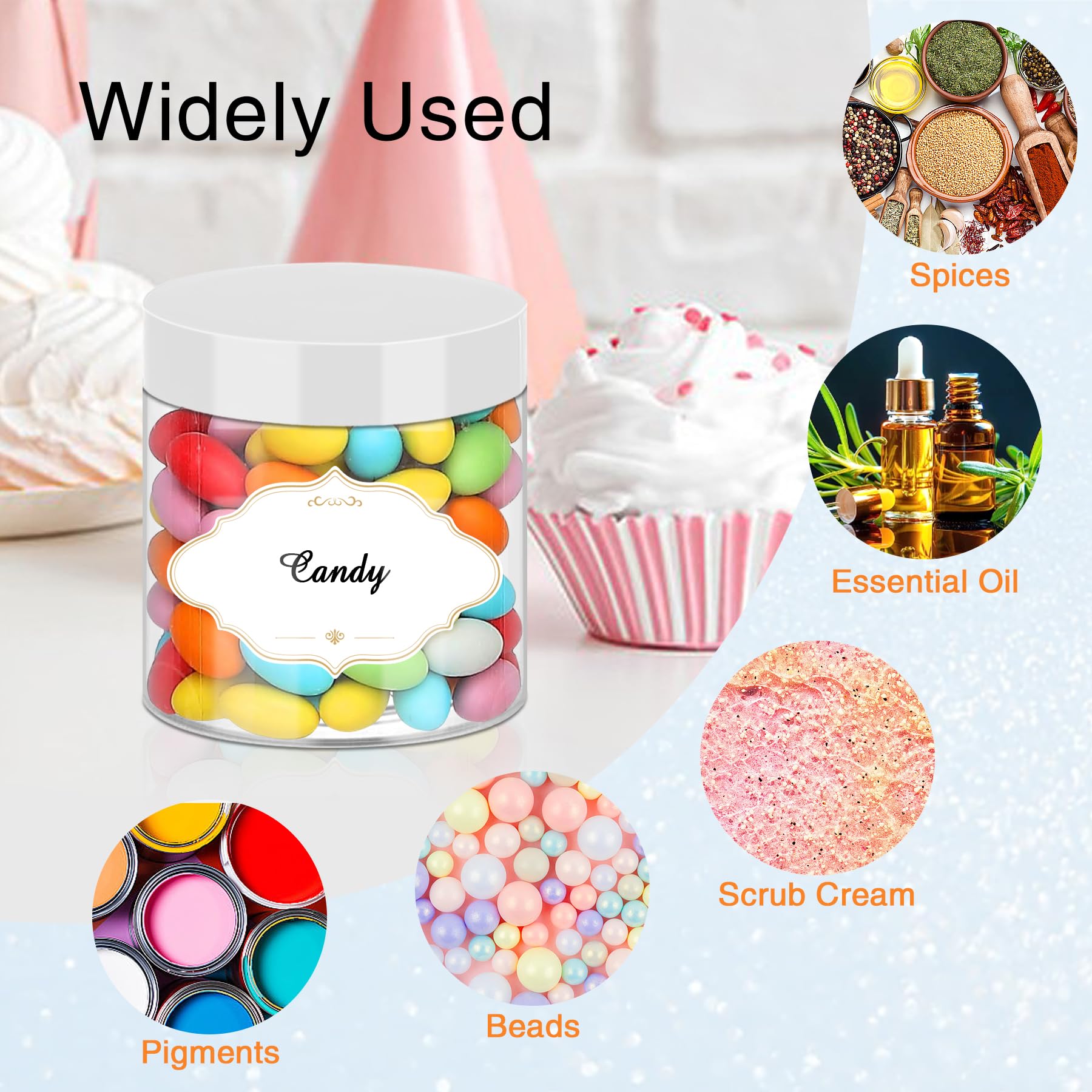 PeacePeo Plastic Jars 6 OZ, 48 Pcs Plastic Jars with Lids Round Wide Mouth Slime Containers with White Lids Empty Small Storage Jar for Travel, Home Kitchen Food, Arts Crafts