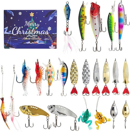 Christmas Fishing Advent Calendar 2025 - 24-Day Countdown Surprise Gift with Fishing Lures for Men & Teens
