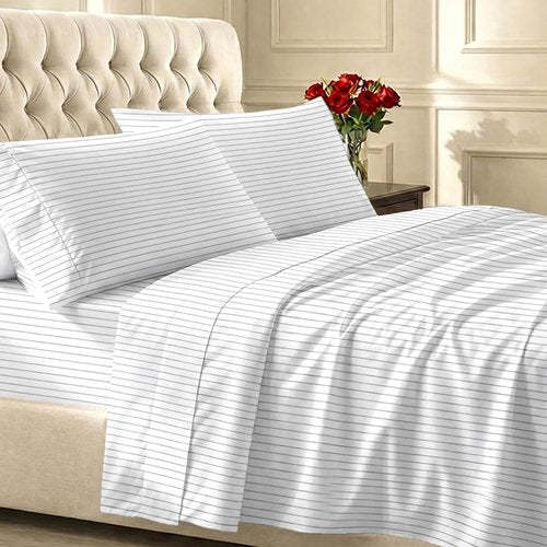 California Design Den Twin XL Bed Sheets Set - 100% Cotton, 400 Thread Count, Award-Winning Comfort | Pinstripe Design