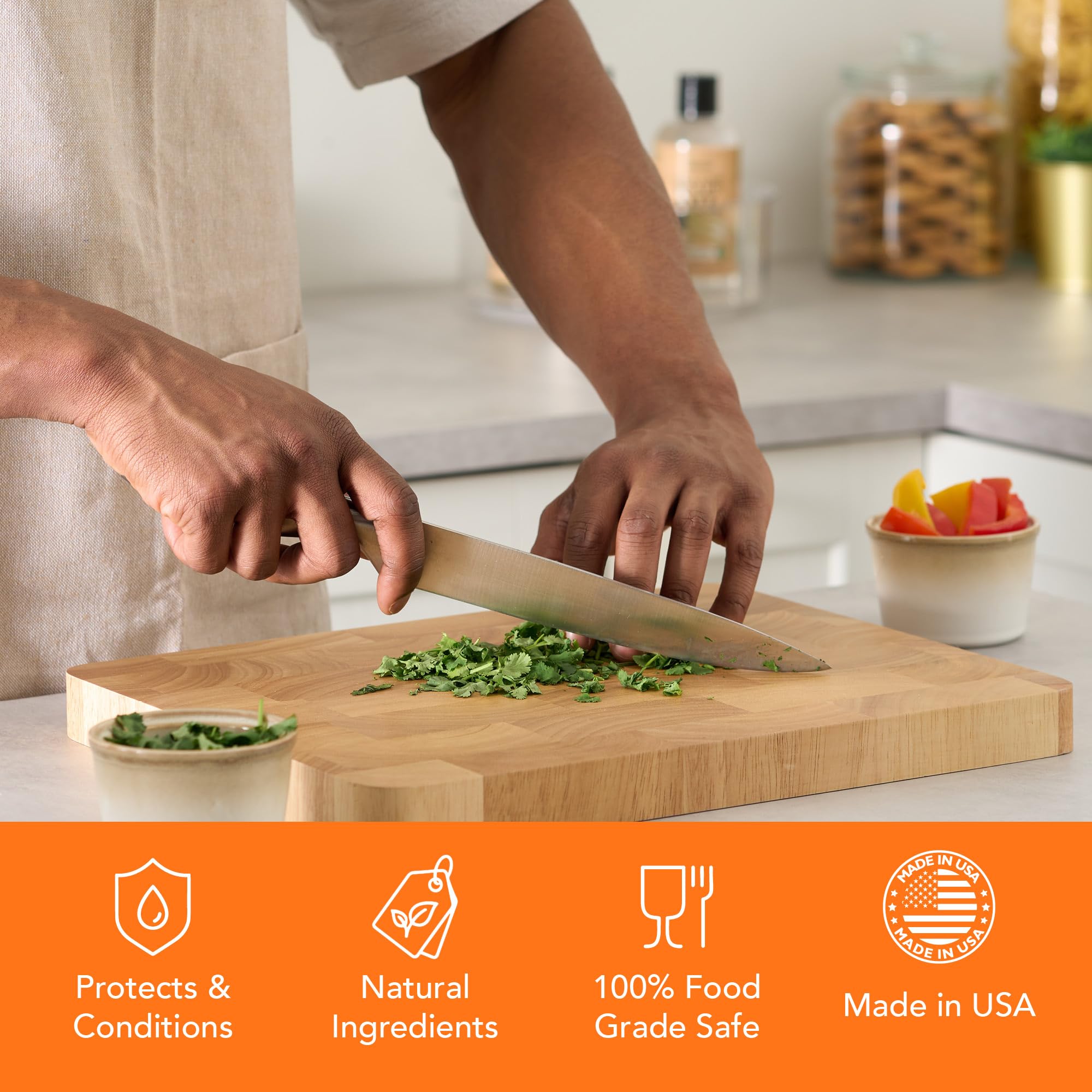 CLARK'S Food Grade Mineral Oil (12oz) and Carnauba Wax (6oz) Set - 100% Natural Butcher Block Oil and Cutting Board Wax - Food Safe Beeswax and Wood Cutting Board Oil with Orange & Lemon Extract