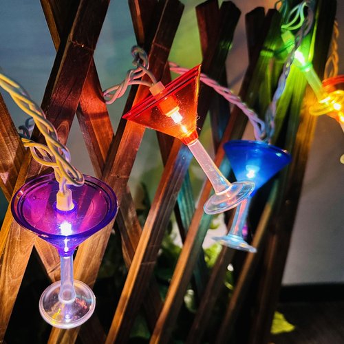 Cbebew Margarita Glass String Lights, 8.5FT Summer Patio Light with 10 LED Cocktail Drink Lights, Plug in LED String Lights for Indoor Outdoor Party Bar Decor, White Wire