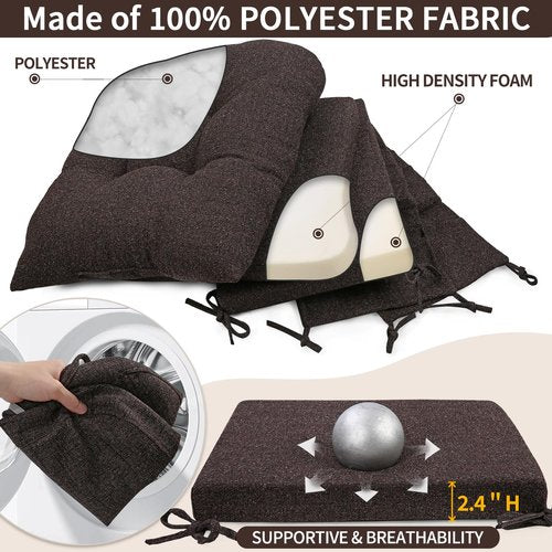 SINOSSO Glider Rocker Cushion Set (5 Pcs), Soft Blended Fabric High-Density Support Foam Seat Cushions with Ties, Fits Rocking Chair/Nursery Glider & Ottoman, Dark Brown