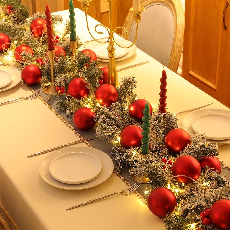 Red Christmas Ball Ornaments 100 Pcs 2.36 Inch Fillable Drops with Gold Rope