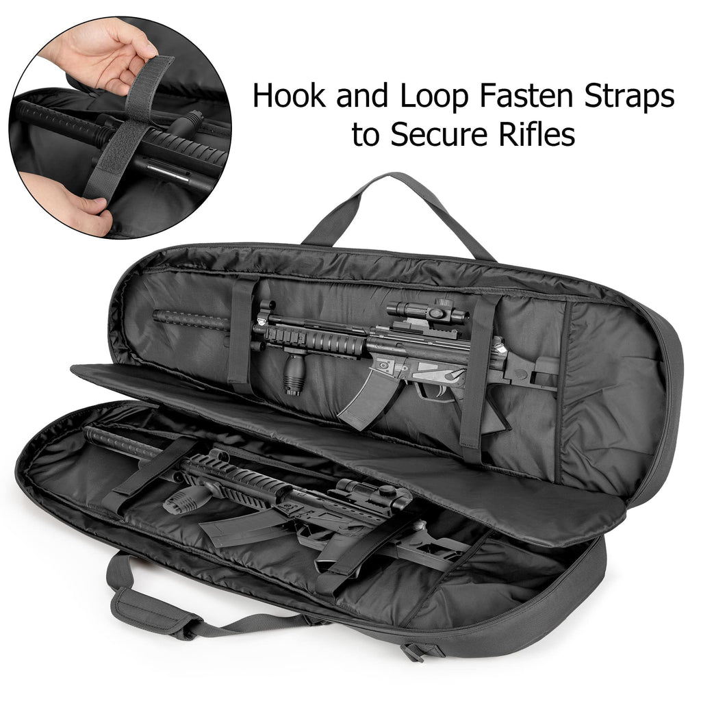 DSLEAF 36” Long Soft Rifle Case with Pistol Magazine Storage Bag for 2 Rifles and 23 Magazines, Black