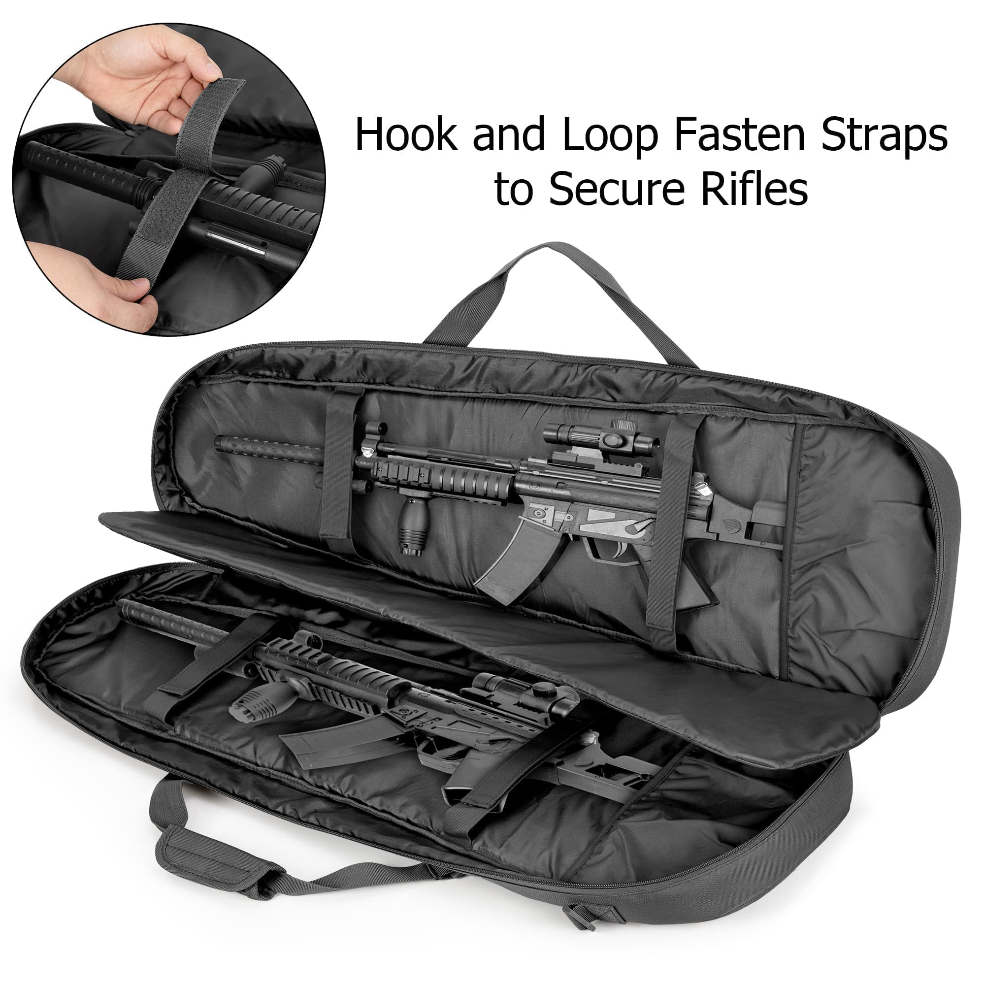 DSLEAF 36” Long Soft Rifle Case with Pistol Magazine Storage Bag for 2 Rifles and 23 Magazines, Black