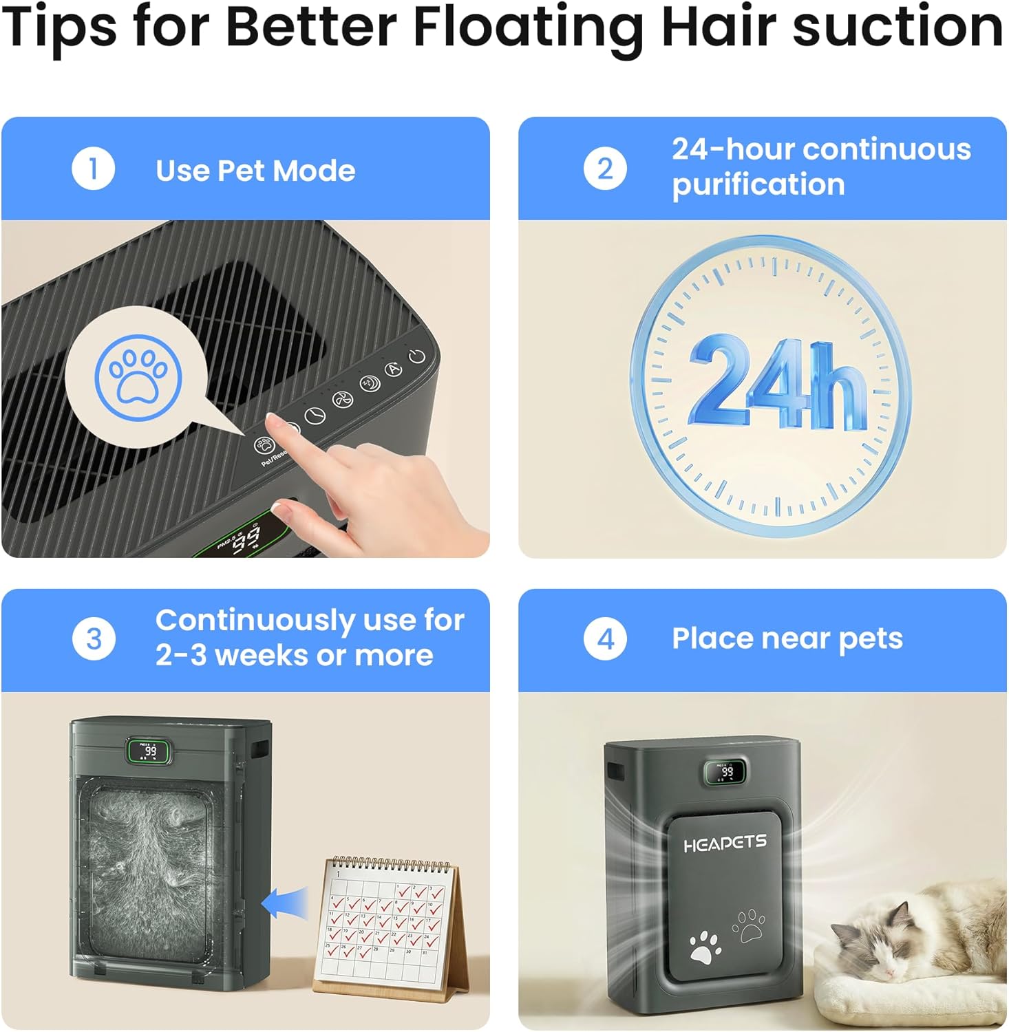 Skiennix Pet Air Purifier - H13 HEPA Filter for Large Rooms Up to 2500 Sq Ft | Black, Auto Mode & PM2.5 Monitor
