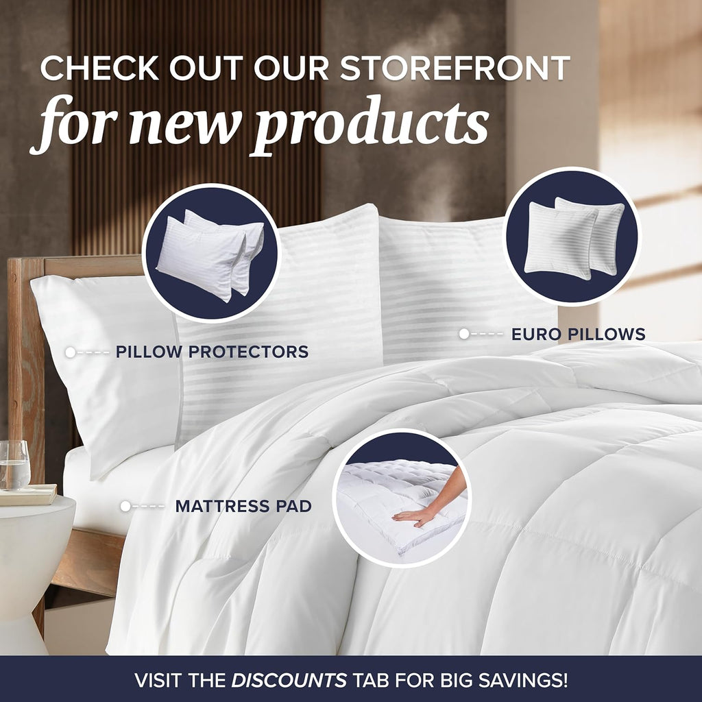 Beckham Hotel Collection Mattress Protector - Silent Waterproof Cotton Blend, Low-Profile Design, Queen