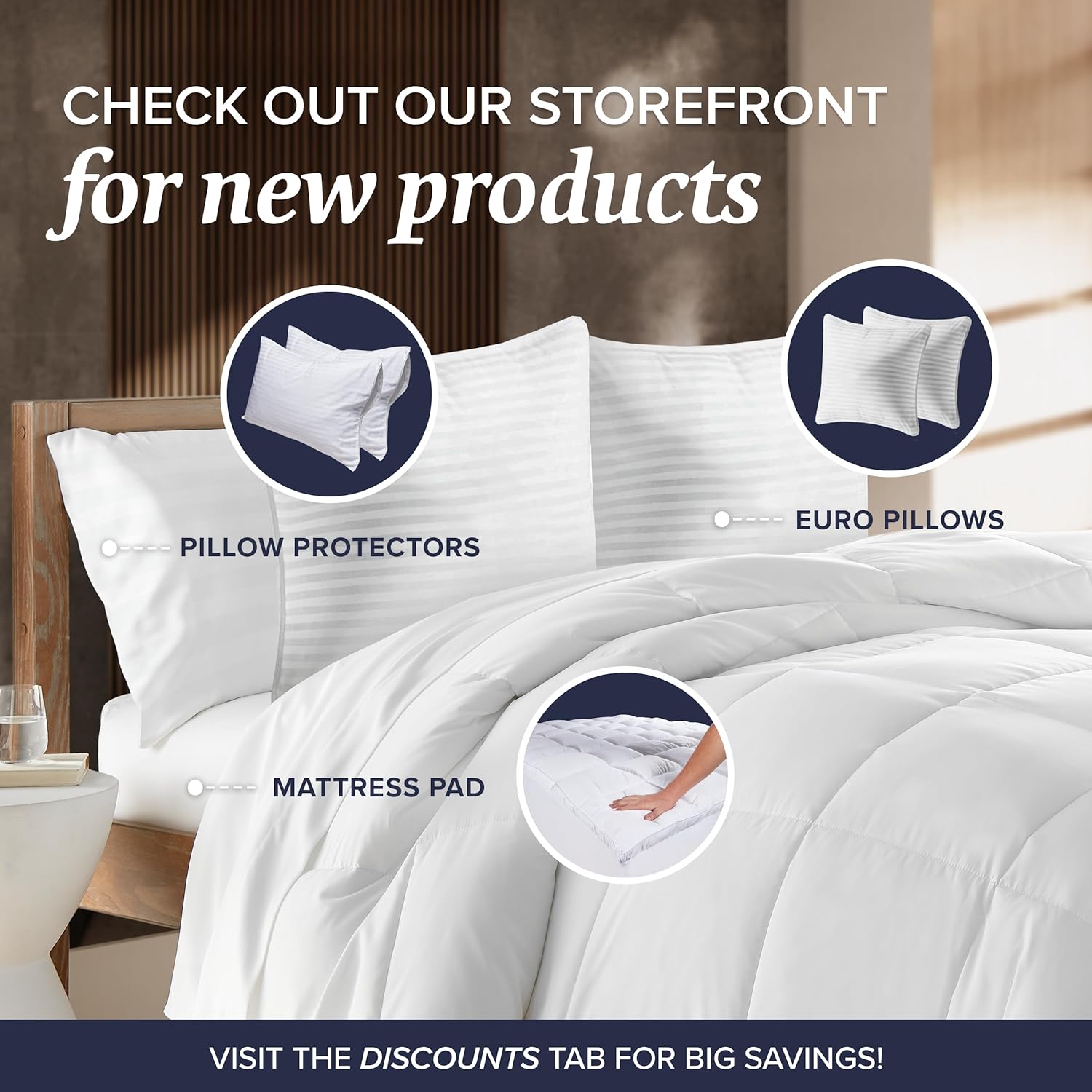 Beckham Hotel Collection Mattress Protector - Silent Waterproof Cotton Blend, Low-Profile Design, Queen