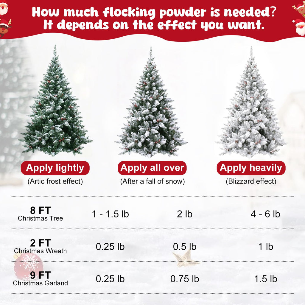 PJT Snow Flocking Powder,0.85LB Self-Adhesive Fake Snow Flock for Christmas Tree,Instant Artificial Flocking Spray Powder for Winter Xmas Artificial Tree Wreath Garland Crafts Home Display