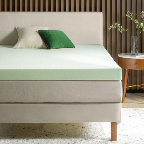ZINUS 4 Inch Green Tea Memory Foam Mattress Topper, Pressure-Relieving Layer, Ideal for Back Pain Relief, Compact WONDERBOX Packaging, CertiPUR-US Certified, Full