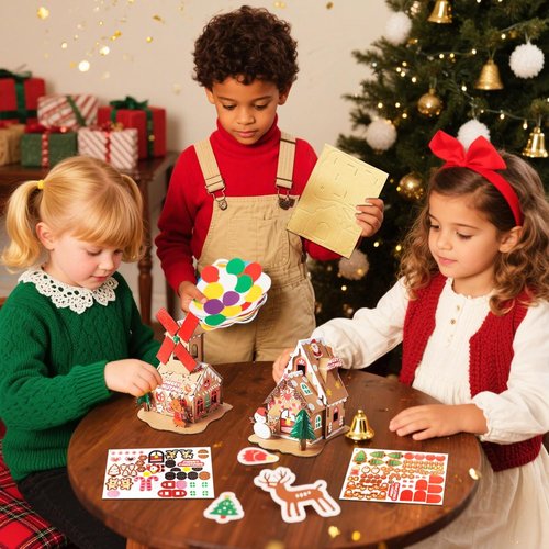 JeVenis Gingerbread House Craft Kit - DIY 3D Building Set for Christmas & New Year Decor