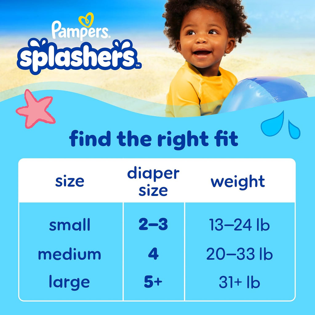 Pampers Swim Diapers - Splashers Size 4 | 18 Count Gap-Free Disposable Baby Swim Pants