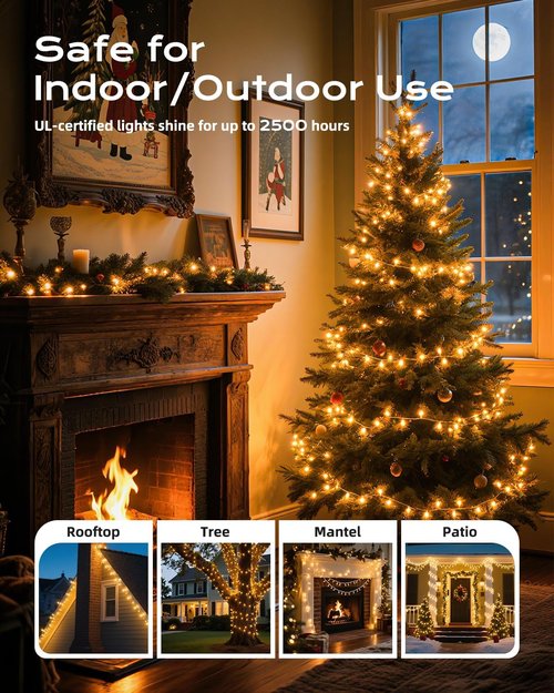 Brightown Christmas Lights - 100-Count Clear Mini String Lights | 20ft Indoor Holiday Decor, White Wire