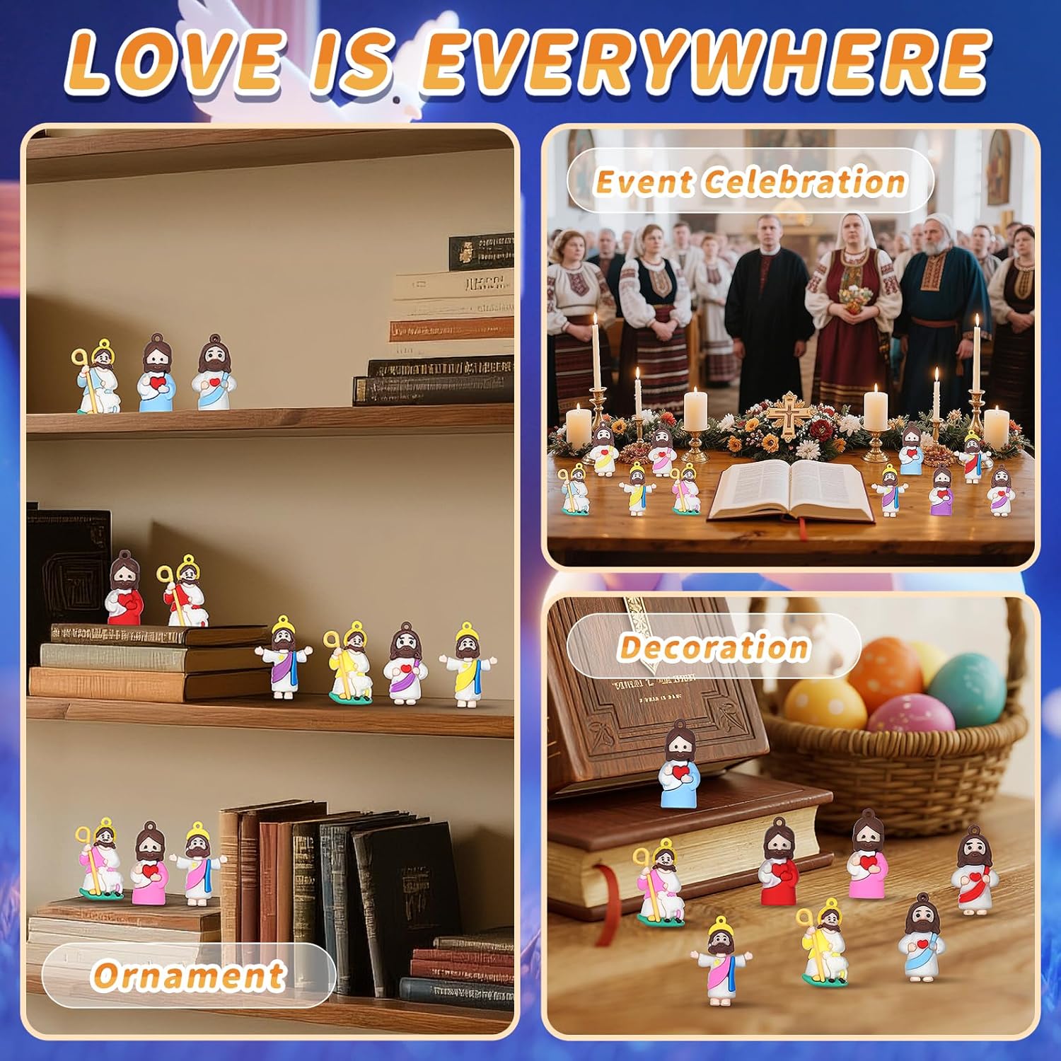 Mini Jesus Figures by [Brand Name] - 60PCS Easter Basket Stuffers | Pocket-Sized Figurines for Hide and Seek