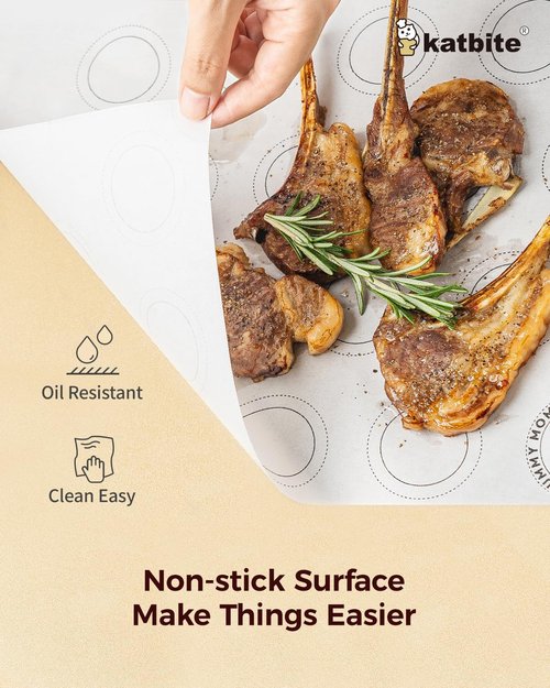 Katbite Macaron Parchment Sheets - Non-Stick Baking Stencil, 12x16 In, Heavy Duty & Pre-Cut