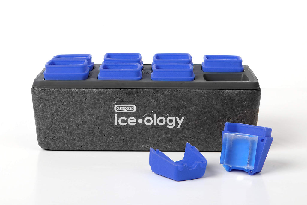 Dexas ice•ology Silicone Clear Ice Maker for Craft Cocktail Ice, 8 Count Cube Tray