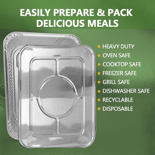 Demiwise Thickened 30 Pack Heavy Duty Aluminum Pans with Lids, 9x13 Aluminum Foil Pans Disposable, Half Size Steam Table Foil Baking Tray for Cooking, Baking, Roasting & Chafing, Carton Packaging
