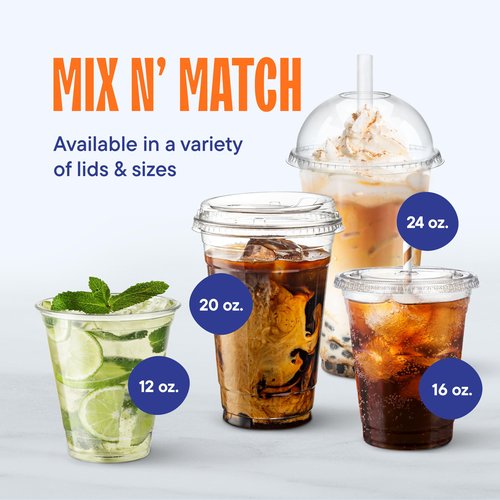 24 oz Clear Plastic Cups Bulk [600 Pack - 24oz.] - Disposable PET Plastic Cups in Bulk (Compatible with Lids) for Cold Iced Coffee, Bubble Tea, Milk Shakes, Smoothies, Beer & To-Go - 24 Ounce Cup