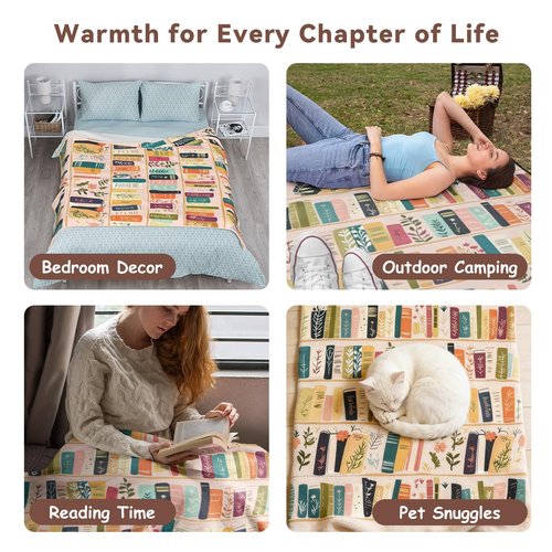 Mahrokh Book Lovers Gifts for Women Readers, Reading Blanket for Readers, Unique Bookish Book Club Birthday Christmas Reading Librarian Gifts Blanket 60"x50" (Pink)