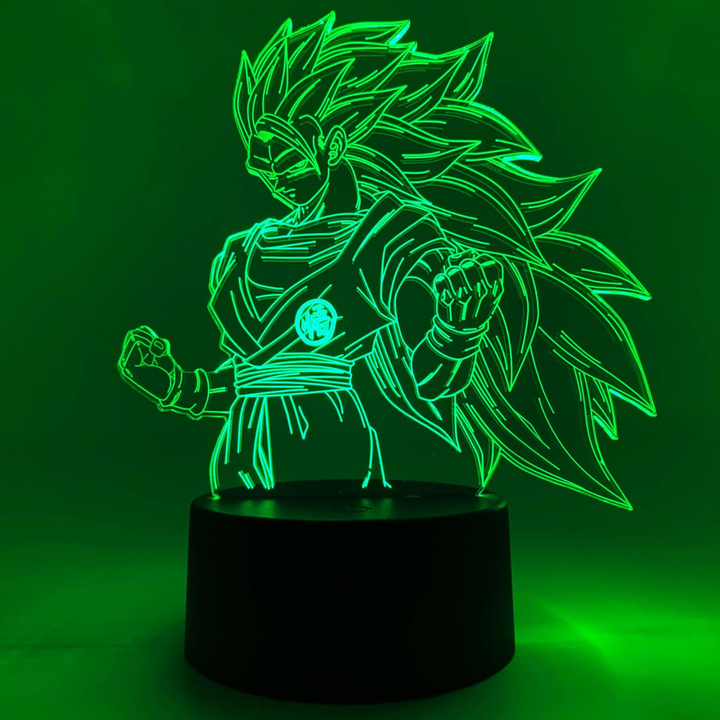 Otaku Lamps Super Saiyan 3 Goku Dragon Ball Super - 16 Color RGB LED Anime Night Light | 3D Room Décor Gift