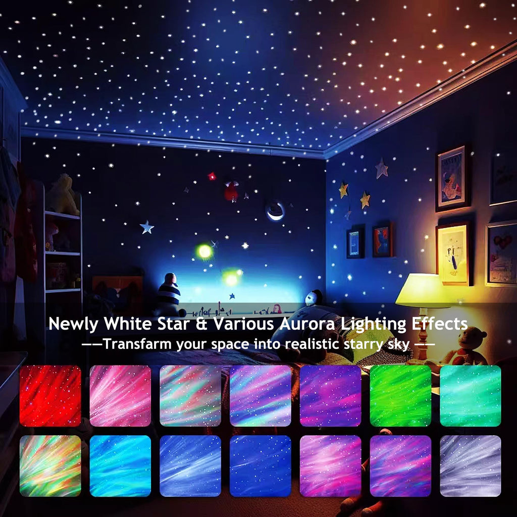 Brizled Star Projector Galaxy Light, USB C White Starry Projector Works with PD Power Supply, Bluetooth Speaker and White Noise Aurora Light, LED Galaxy Lighting for Bedroom Home Party