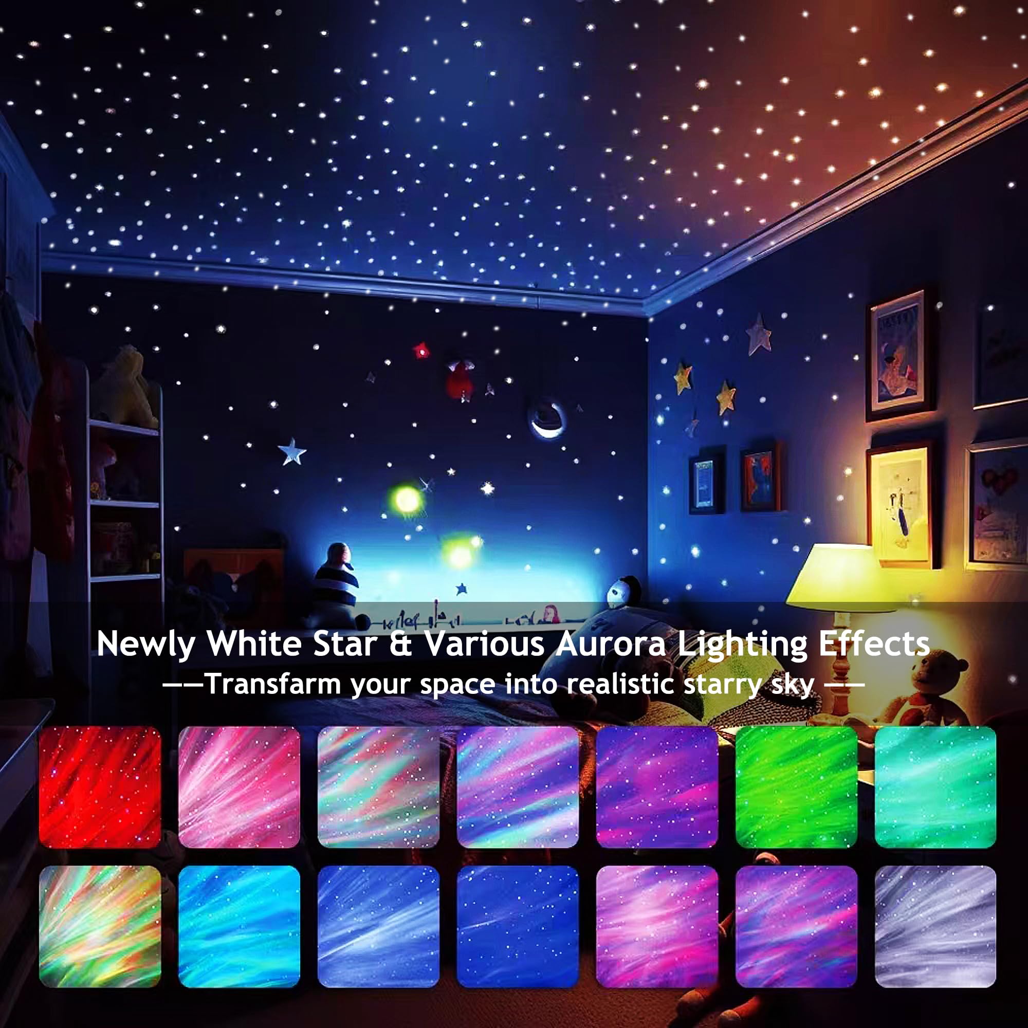 Brizled Star Projector Galaxy Light, USB C White Starry Projector Works with PD Power Supply, Bluetooth Speaker and White Noise Aurora Light, LED Galaxy Lighting for Bedroom Home Party