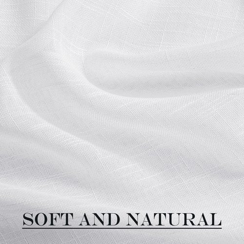NICETOWN Front Sheer Door Sheer Curtain, Privacy Semitransparent Voile French Door Curtain with Top and Bottom Rod Pocket, Tieback Included, W52 inches x L40 inches, 1 Panel, White